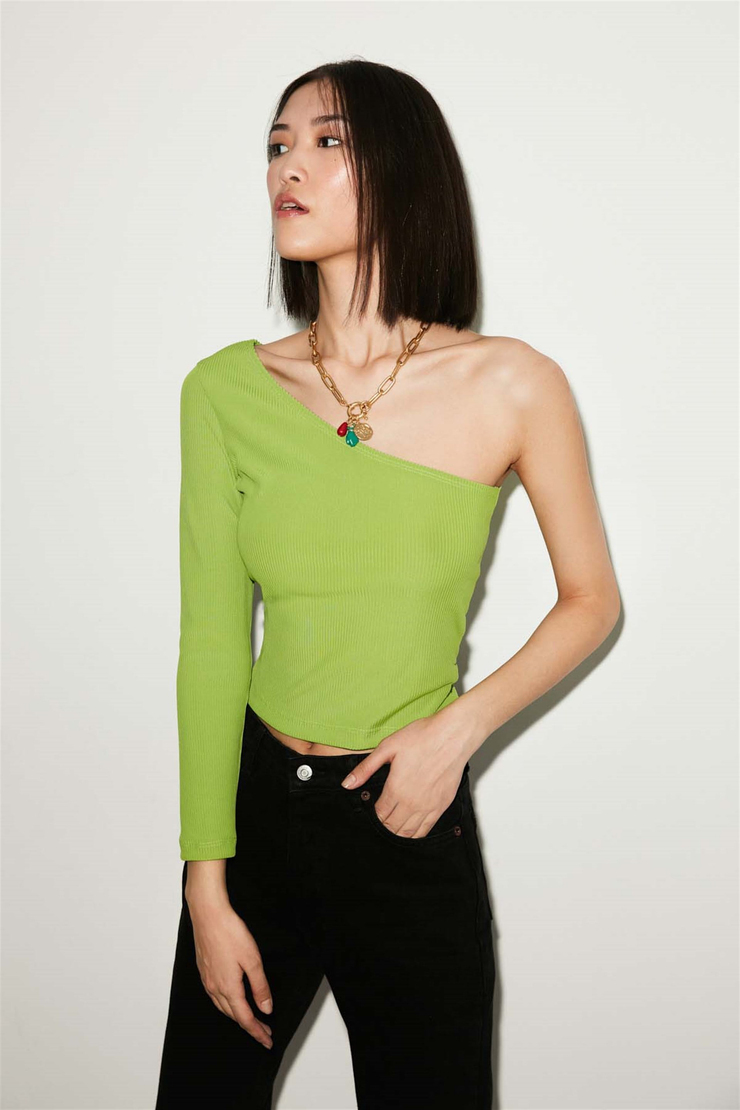 BLOOM Örme Slim Fit Yeşil  Bluz