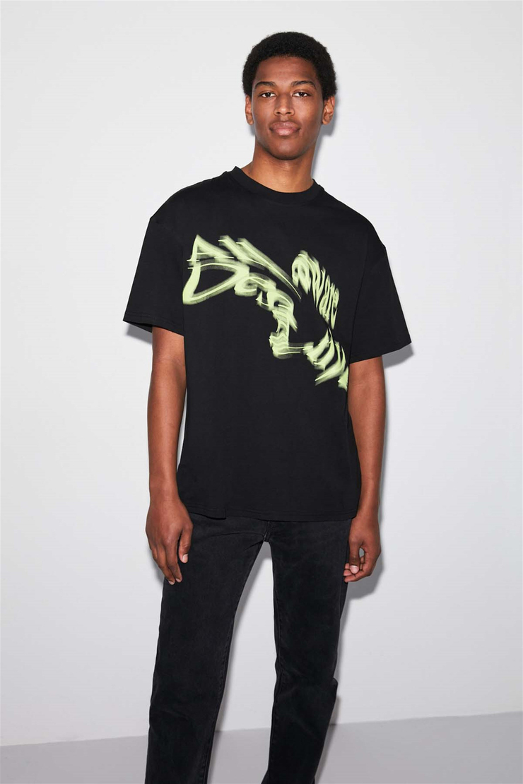 BLURRED Örme Oversize Siyah  T-Shirt