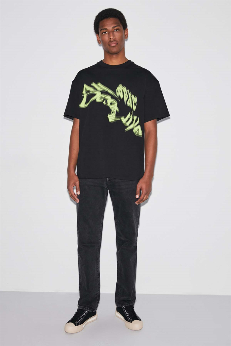 BLURRED Örme Oversize Siyah  T-Shirt