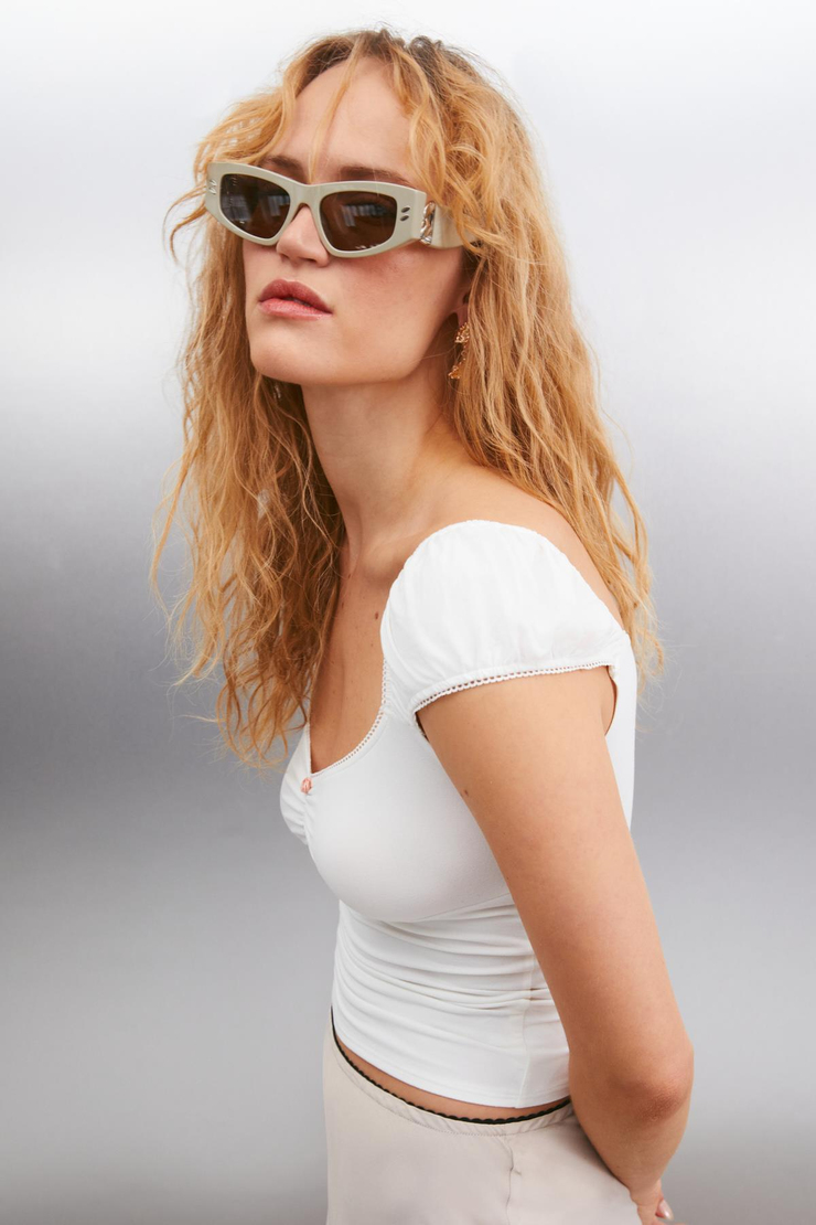 BONAMY Basic Slim Beyaz Tekli Bluz