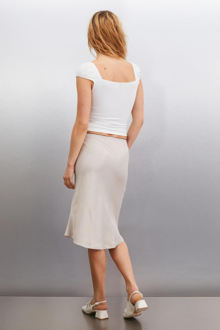BONAMY Basic Slim Beyaz Tekli Bluz