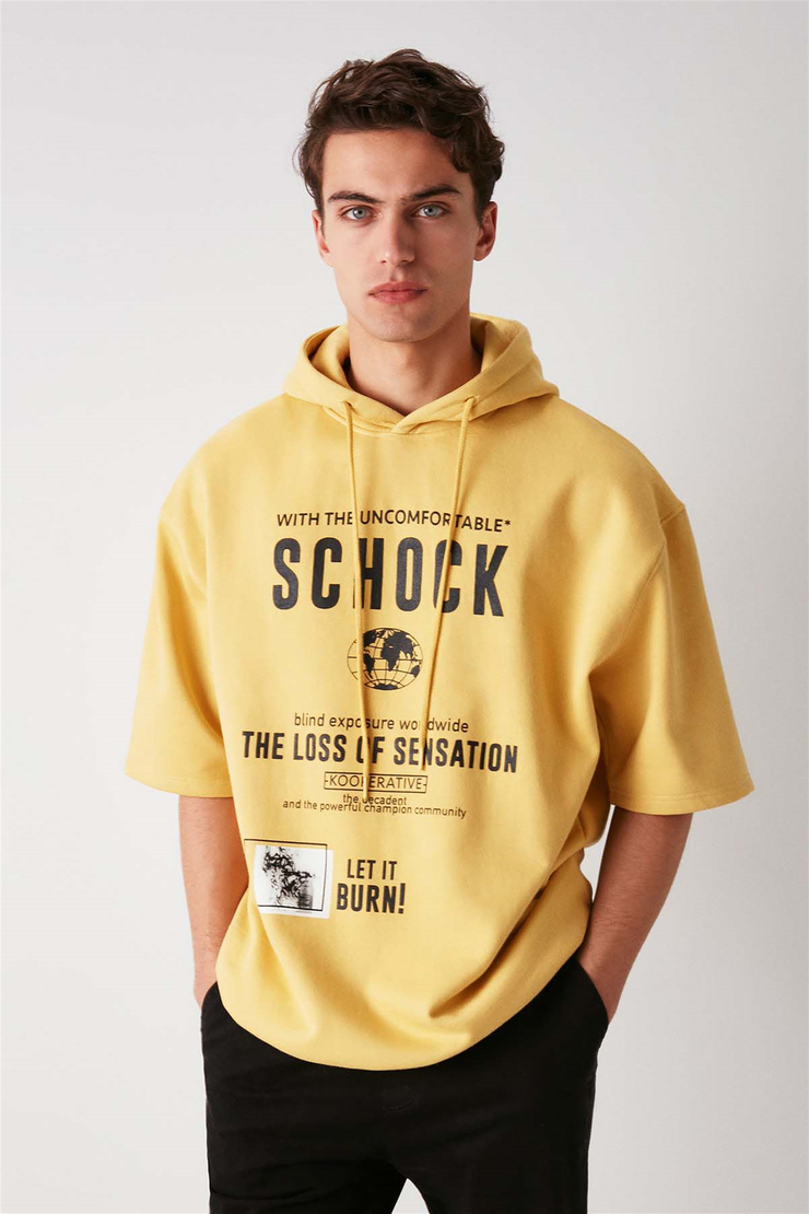 BOOMER Örme Relaxed Fit Safran Sarı  Sweatshirt