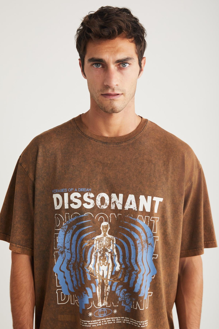 BORIS Basic Oversize Kahverengi Tekli T-Shirt