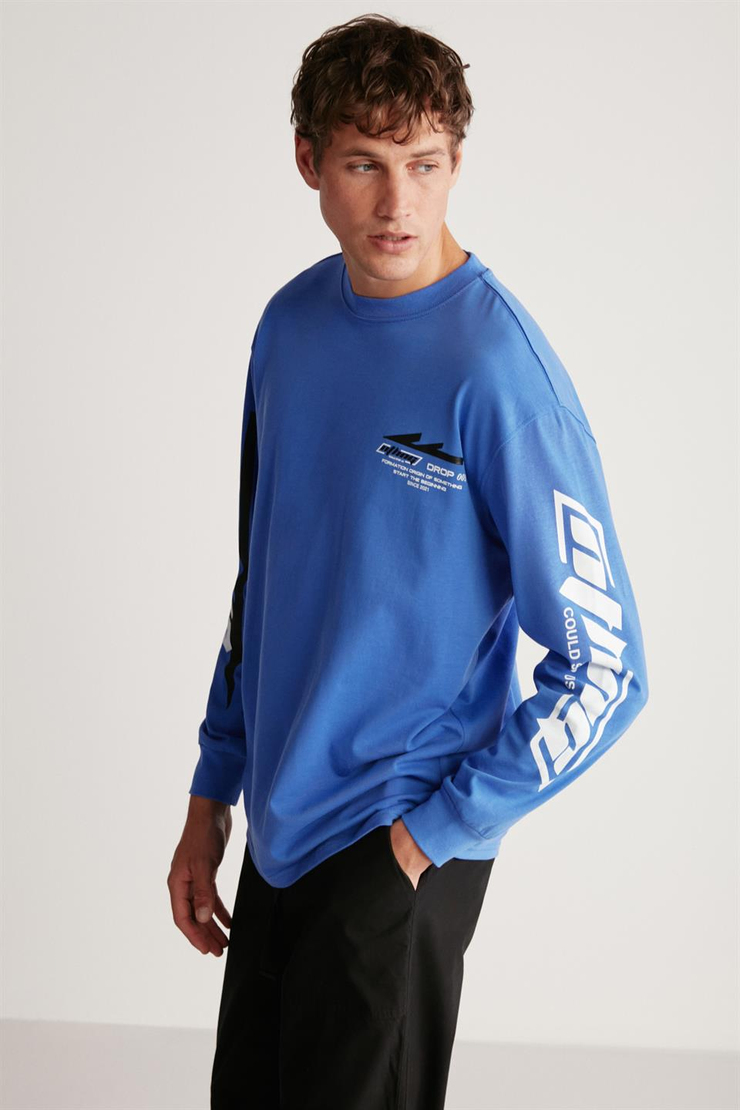 BRAD Örme Regular Saks Mavi  T-Shirt