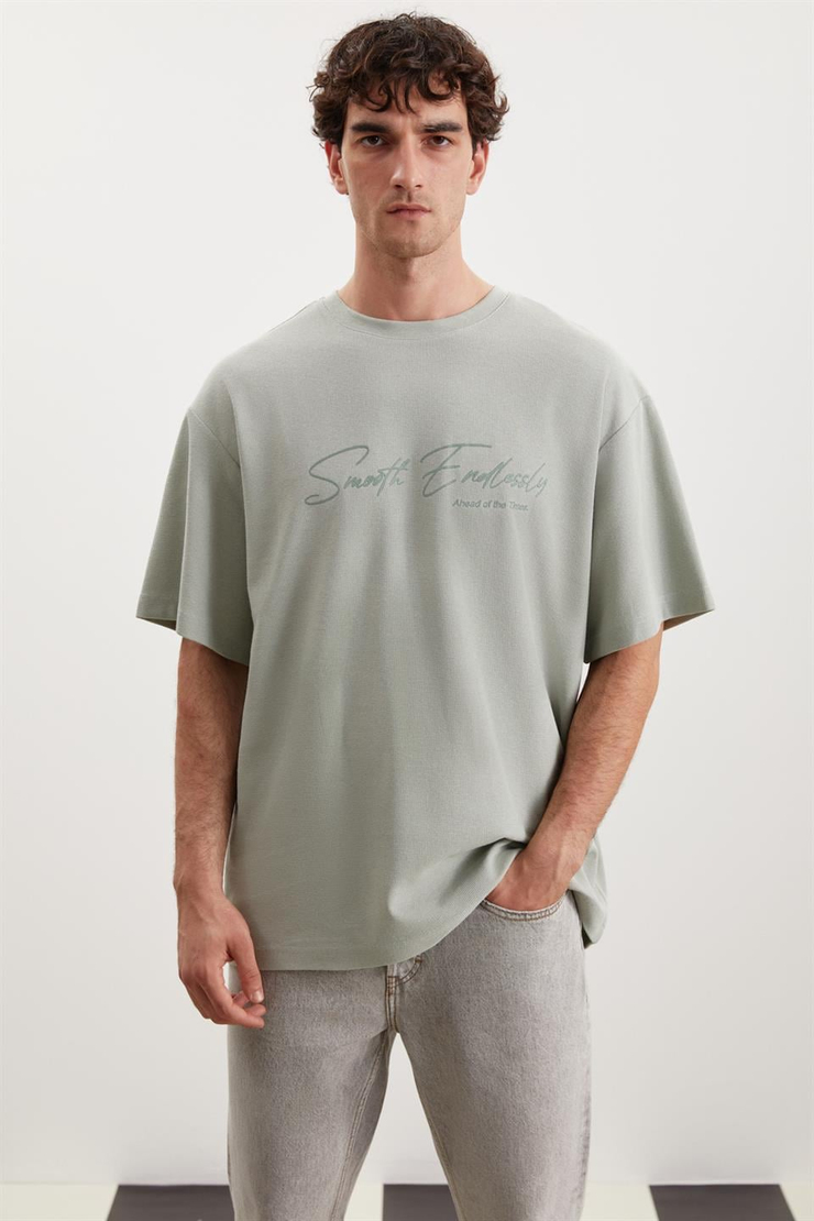 BRANDLEY Örme Relaxed Mint Yeşil  T-Shirt