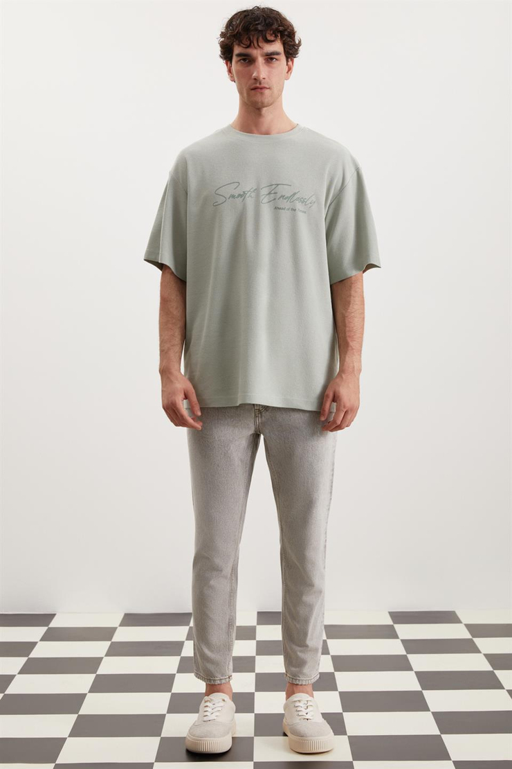 BRANDLEY Örme Relaxed Mint Yeşil  T-Shirt