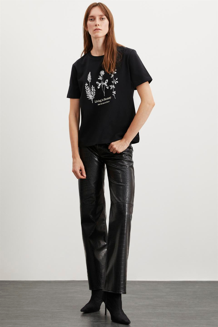BRIANN  Regular Siyah Tekli T-Shirt