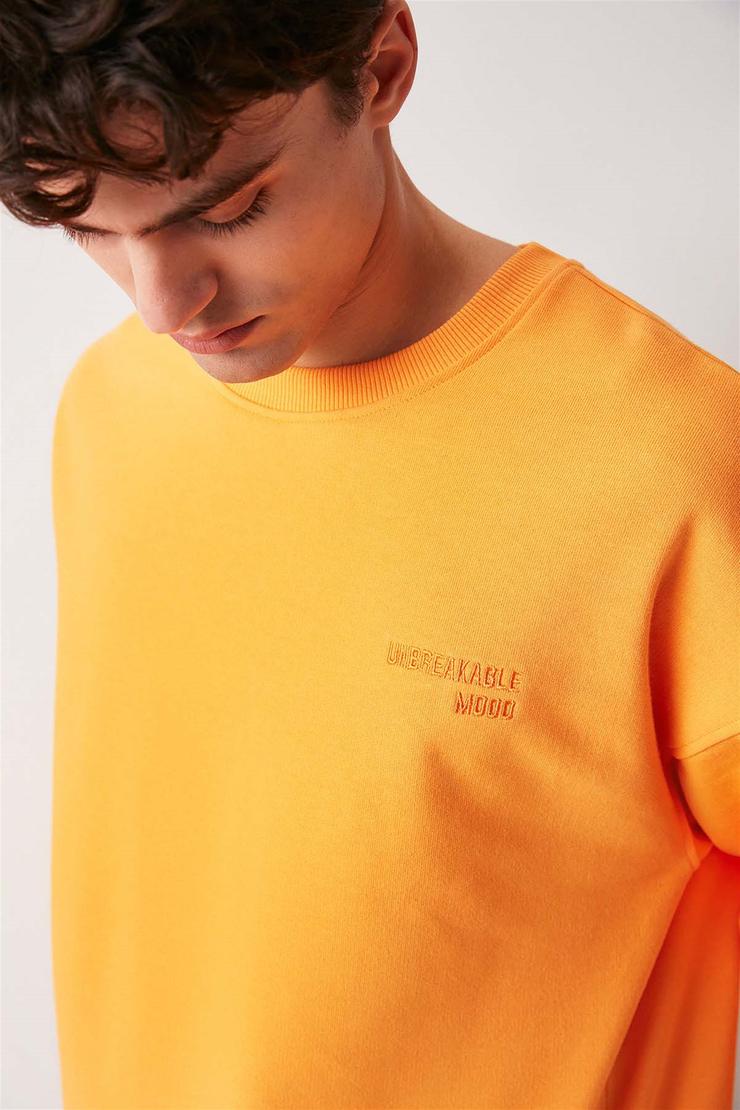BRİGHT Örme Oversize Turuncu  Sweatshirt