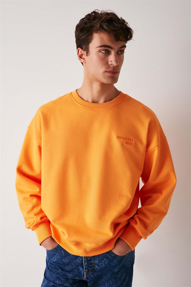 BRİGHT Örme Oversize Turuncu  Sweatshirt