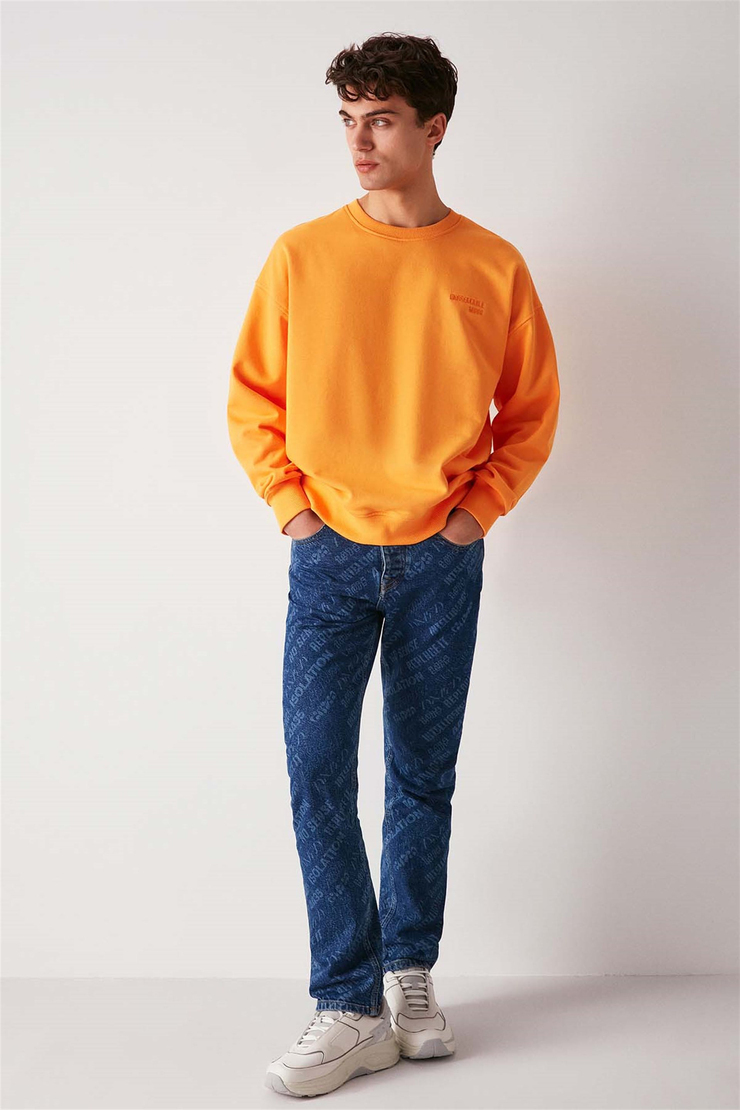 BRİGHT Örme Oversize Turuncu  Sweatshirt