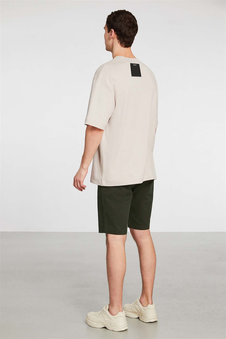BRILLIANT Örme Oversize Bej  T-Shirt