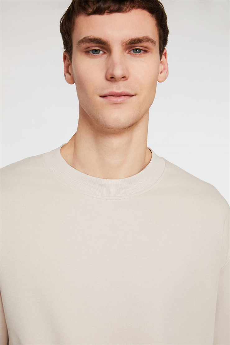 BRILLIANT Örme Oversize Bej  T-Shirt