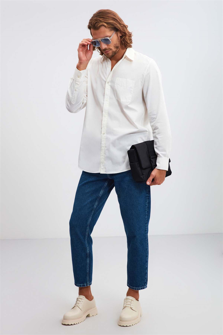 BRİTT Poplin Regular Fit Beyaz  Gömlek