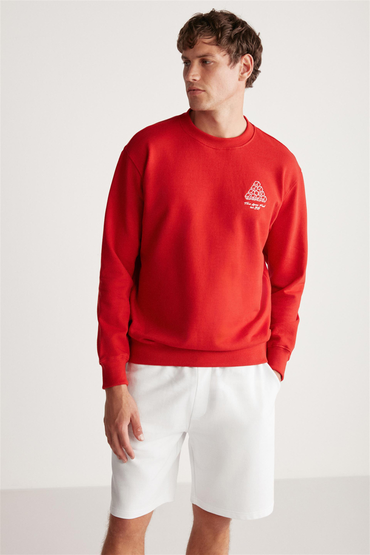 BROOD Örme Relaxed Kırmızı Tekli Sweatshirt