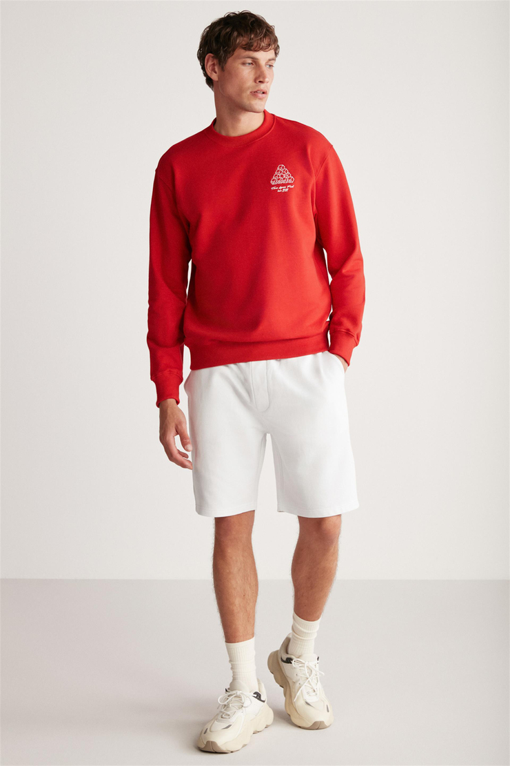 BROOD Örme Relaxed Kırmızı Tekli Sweatshirt