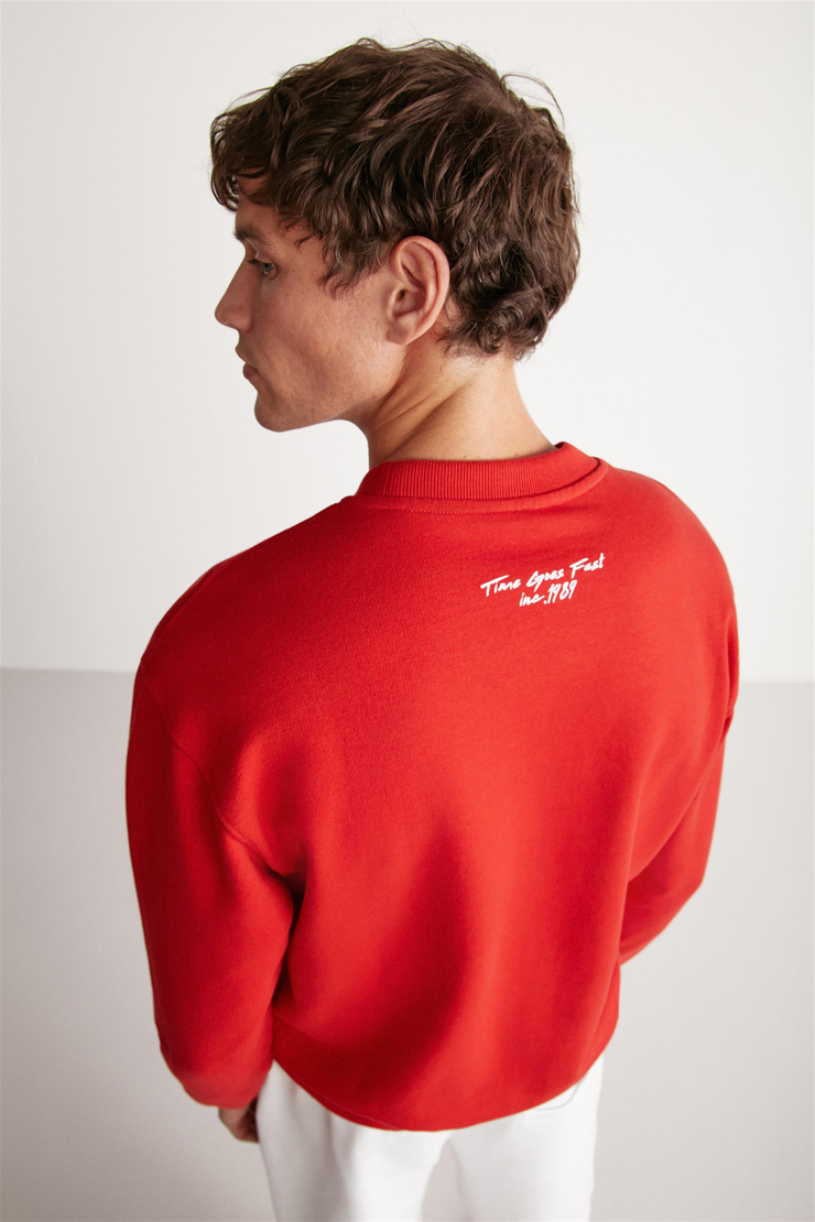 BROOD Örme Relaxed Kırmızı Tekli Sweatshirt