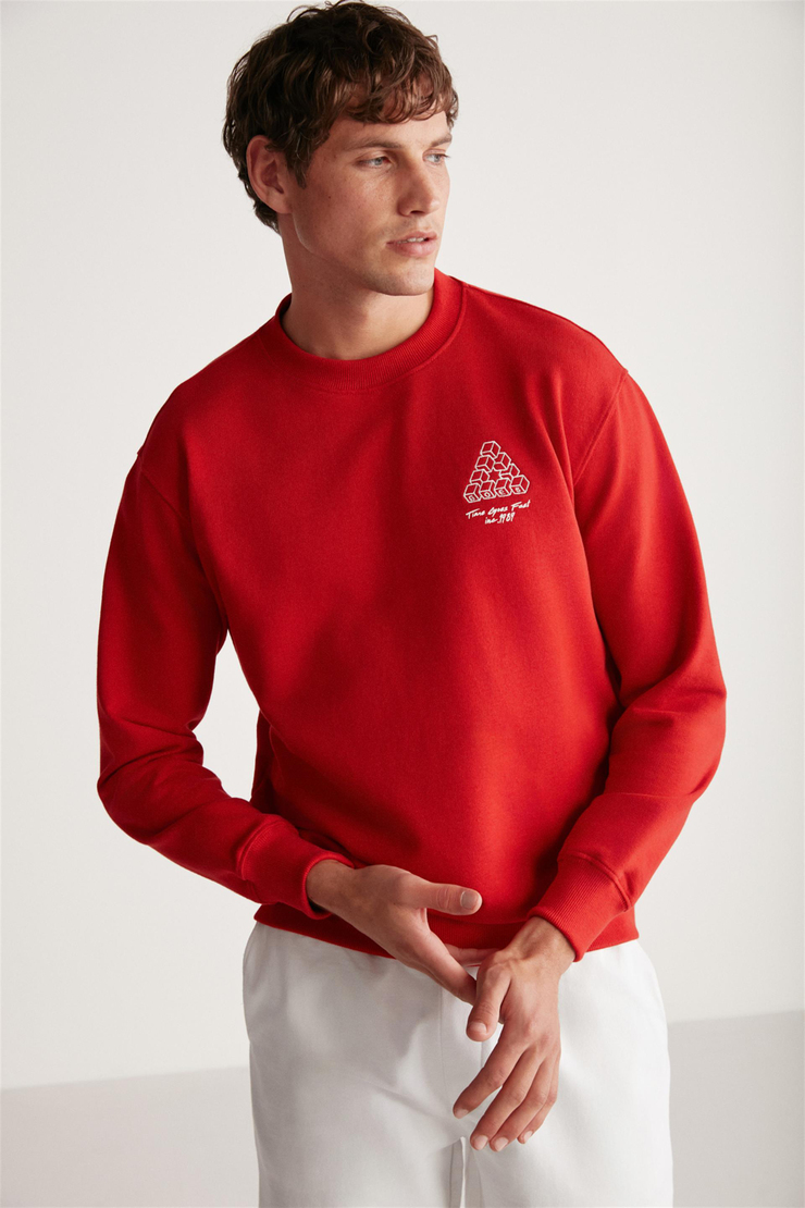 BROOD Örme Relaxed Kırmızı Tekli Sweatshirt