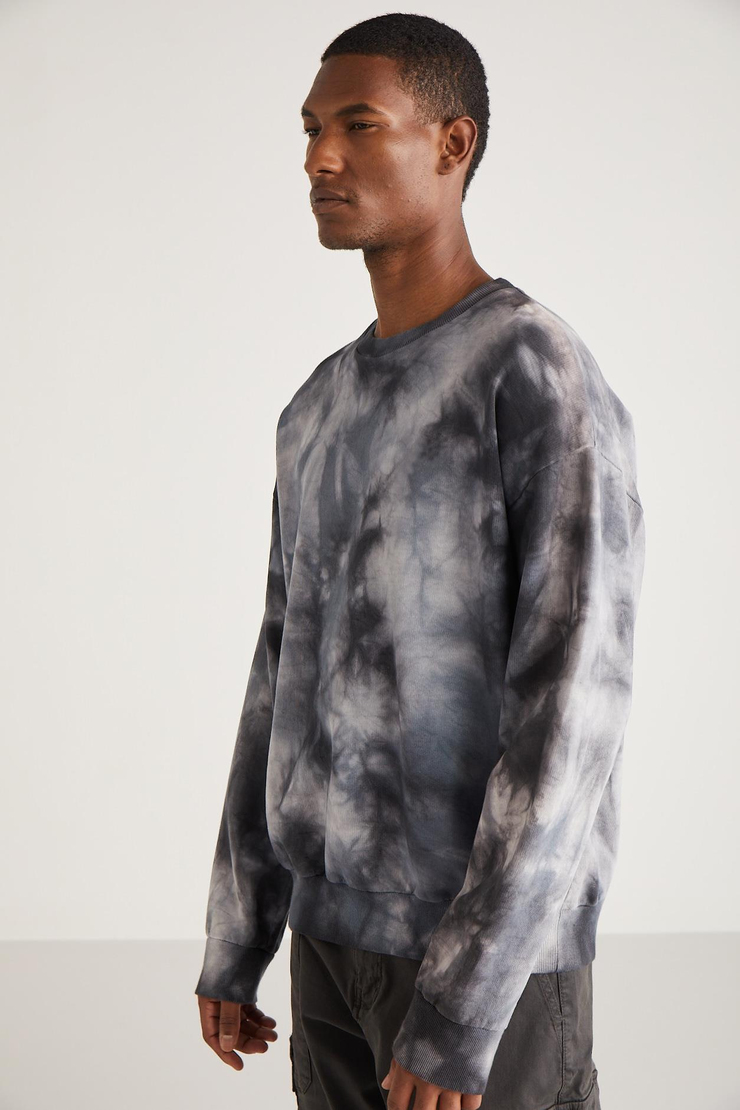BYRON  Oversize Antrasit Tekli Sweatshirt