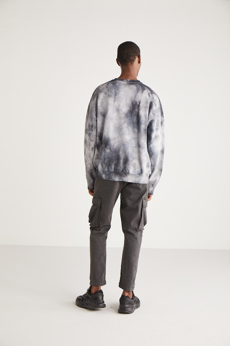 BYRON  Oversize Antrasit Tekli Sweatshirt