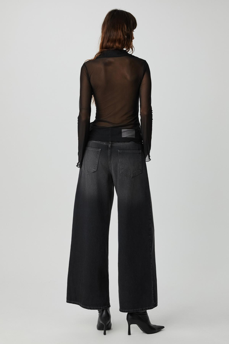 CAITLIN Kadın Slim Fit Uzun Kollu Siyah Gömlek