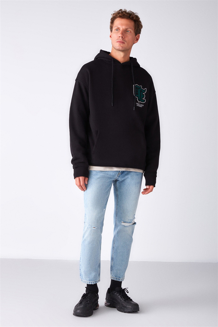 CALDERA Örme Oversize Siyah  Sweatshirt