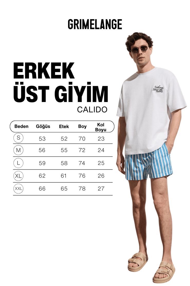 CALIDO Erkek Organik Pamuklu Baskı Ve Nakışlı Bisiklet Yaka Strüktürlü Oversıze Beyaz T-Shirt
