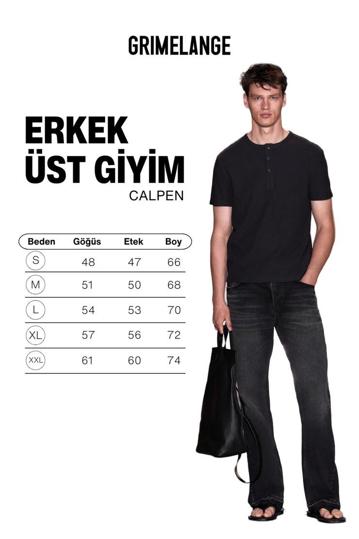 CALPEN %100 Organik Pamuklu Yakası Düğmeli Regular Fit Siyah T-Shirt