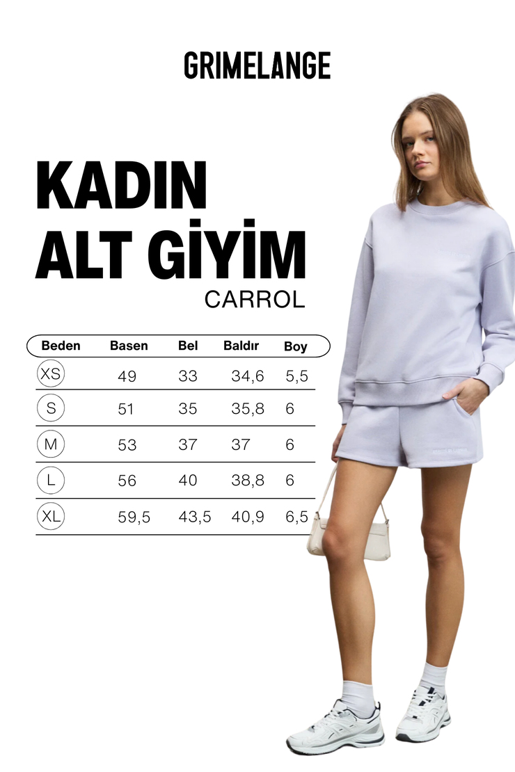 CARROL Kadın Nakış İşlemeli Beli Lastikli 3 İplik Organik Pamuk Relaxed Lila Şort