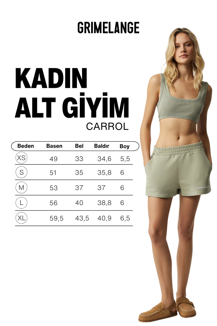 CARROL Kadın Nakış İşlemeli Beli Lastikli 3 İplik Organik Pamuk Relaxed Gri Şort