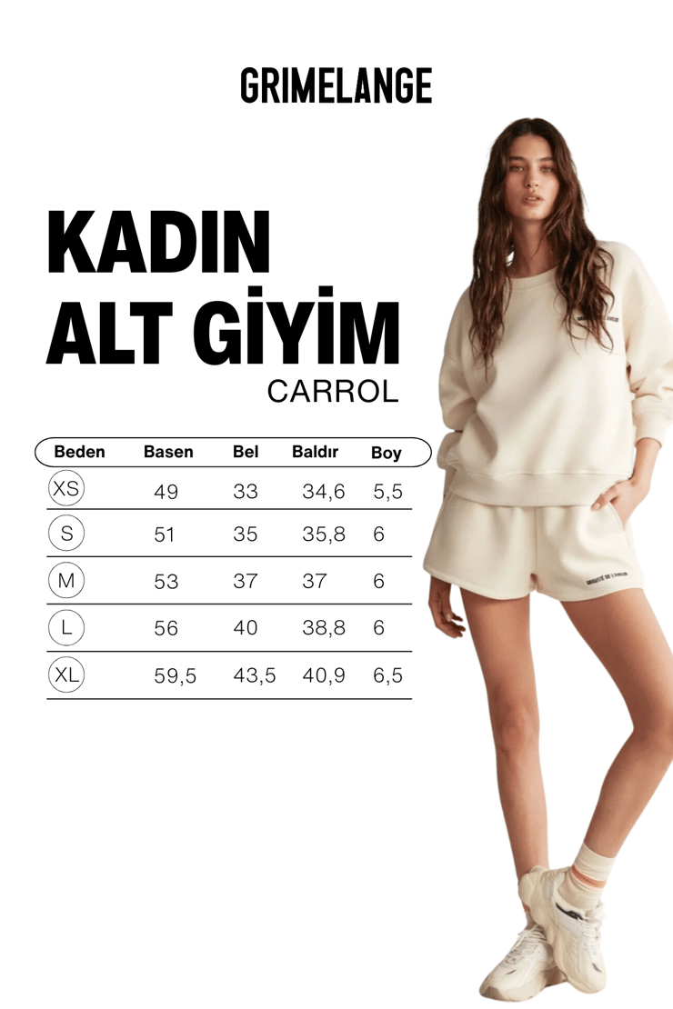 CARROL Kadın Nakış İşlemeli Beli Lastikli 3 İplik Organik Pamuk Relaxed Vanilya Şort