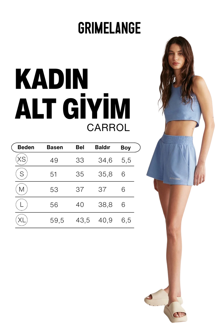 CARROL Kadın Nakış İşlemeli Beli Lastikli 3 İplik Organik Pamuk Relaxed Mavi Şort