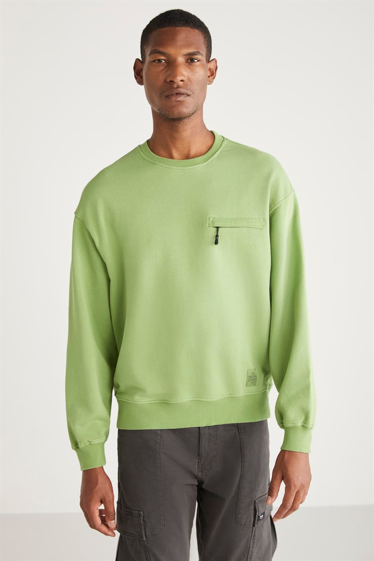 CASPER Basic Relaxed Yeşil Tekli Sweatshirt