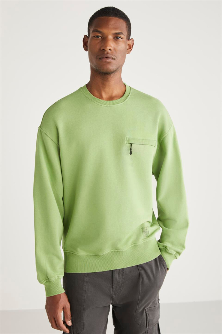CASPER Basic Relaxed Yeşil Tekli Sweatshirt