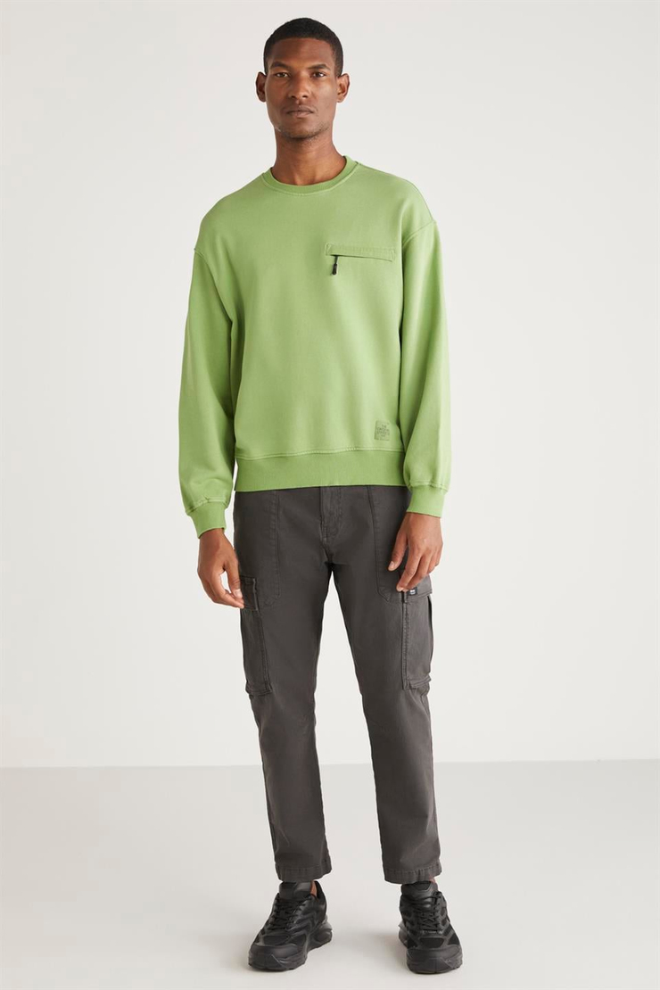 CASPER Basic Relaxed Yeşil Tekli Sweatshirt