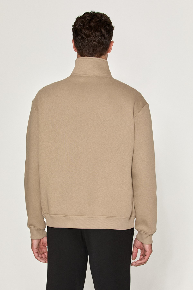 CEREMINO Erkek Yarım Fermuarlı Vizon - Bej Sweatshirt