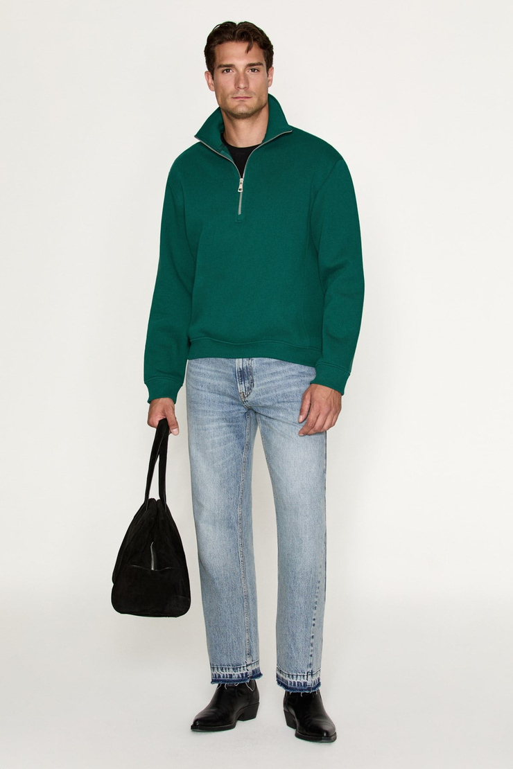 CEREMINO Erkek Yarım Fermuarlı Yeşil Sweatshirt