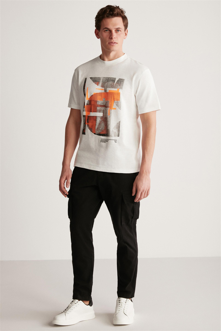 CHARLIE Örme Regular Ekru Tekli T-Shirt