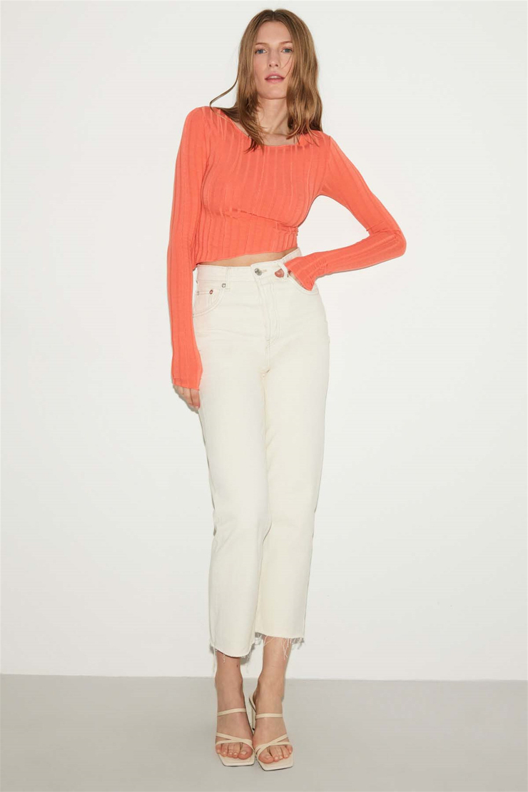 CHERRY Örme Crop Somon  Bluz