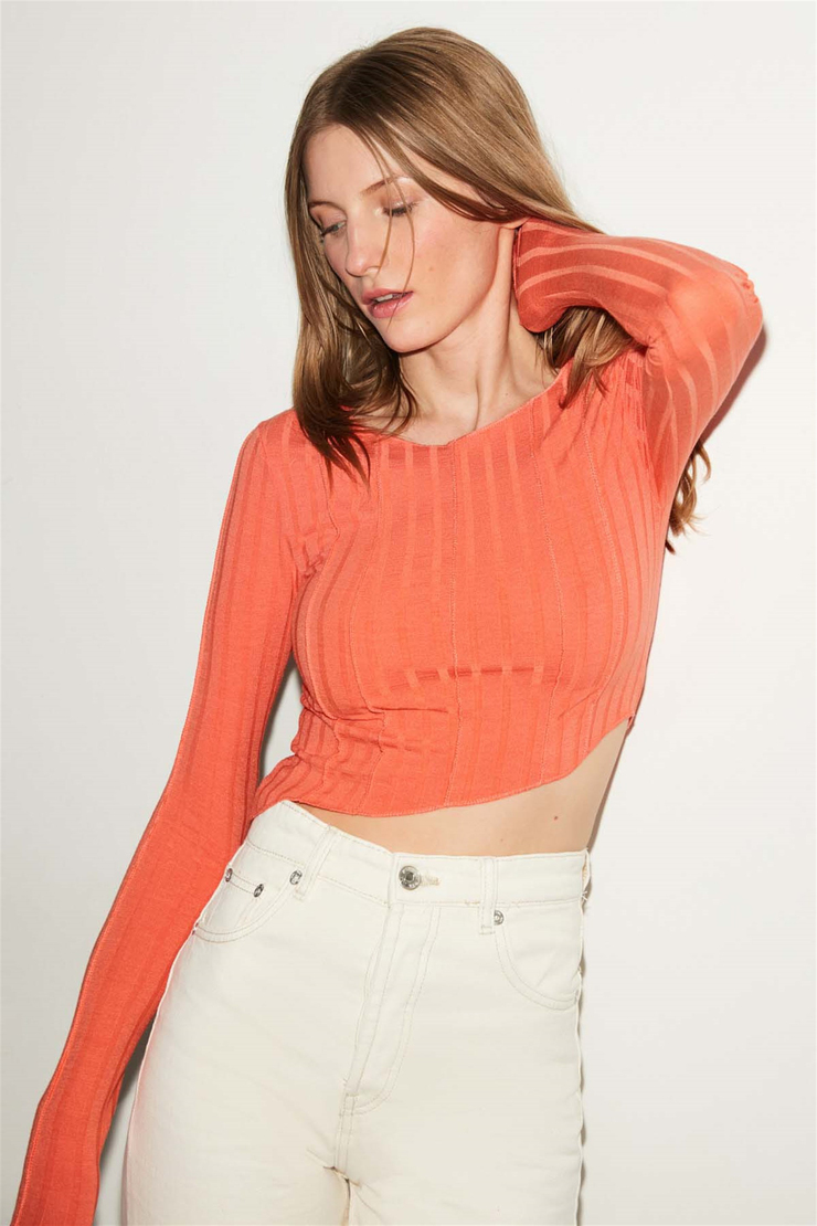CHERRY Örme Crop Somon  Bluz