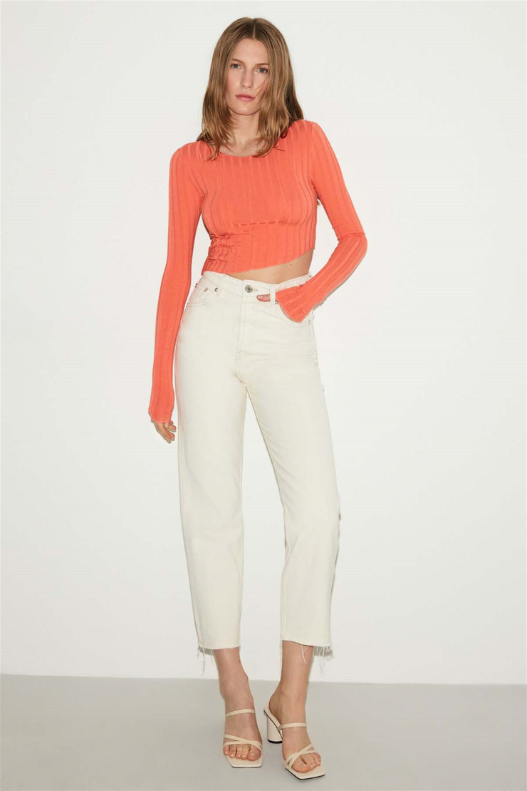CHERRY Örme Crop Somon  Bluz