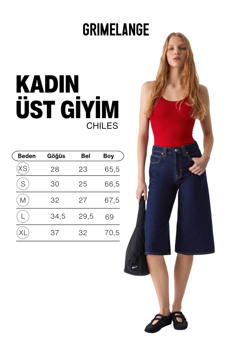 CHILES Kadın Slim Halter Yaka Kolsuz Çıtçıtlı Kırmızı Atlet