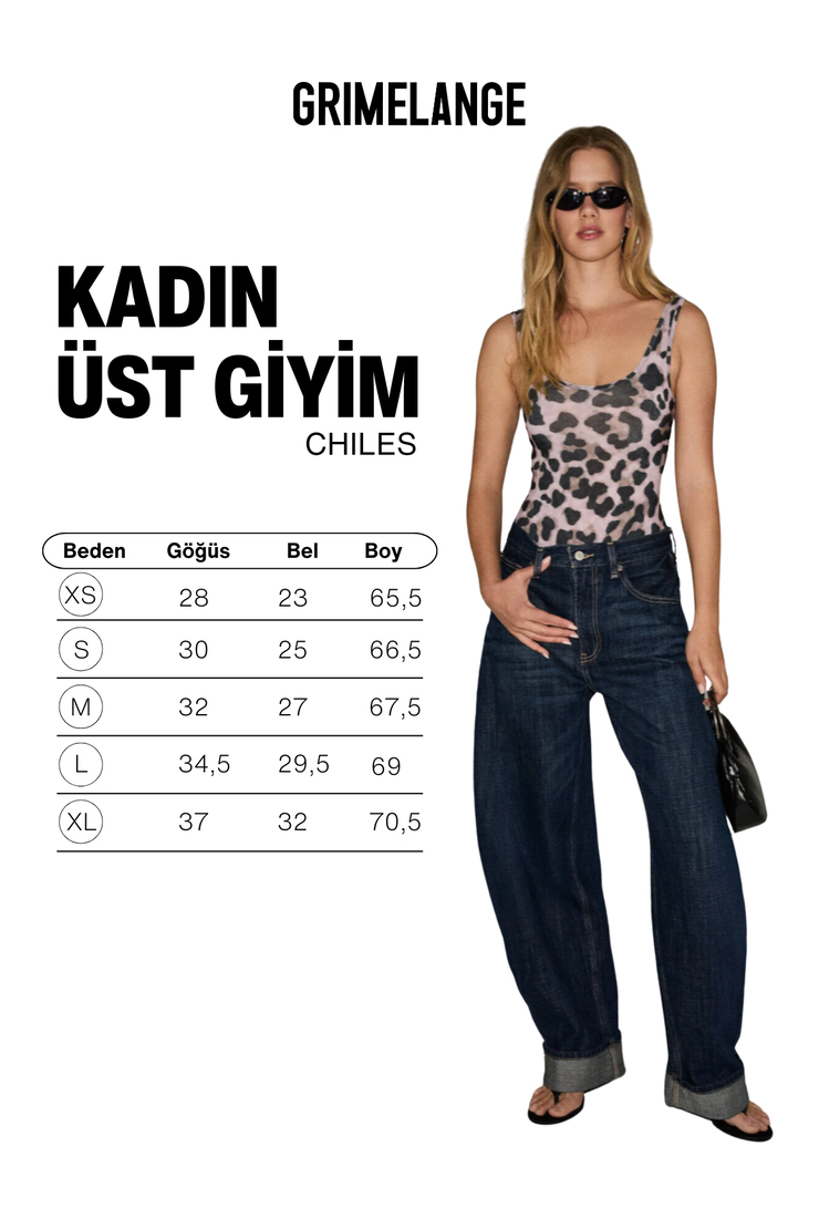 CHILES Kadın Slim Halter Yaka Kolsuz Çıtçıtlı Leopar Desenli Bluz