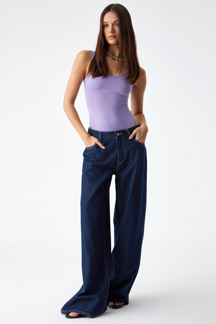 CHILES Kadın Slim Halter Yaka Kolsuz Çıtçıtlı Mor Atlet