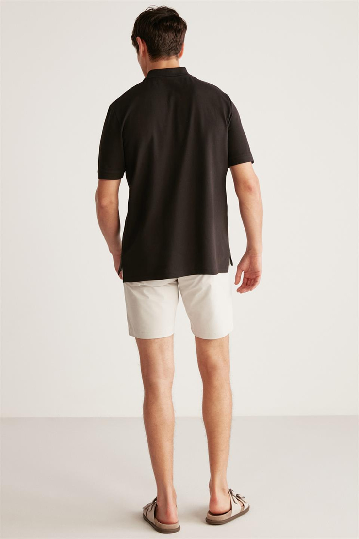 CHRIS Örme Regular Siyah Tekli Polo Yaka T-shirt