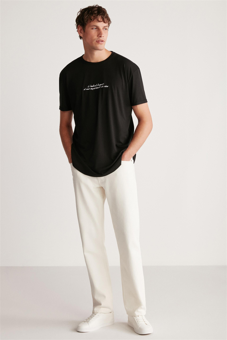 CHRISTOPHER Örme  Siyah Tekli T-Shirt