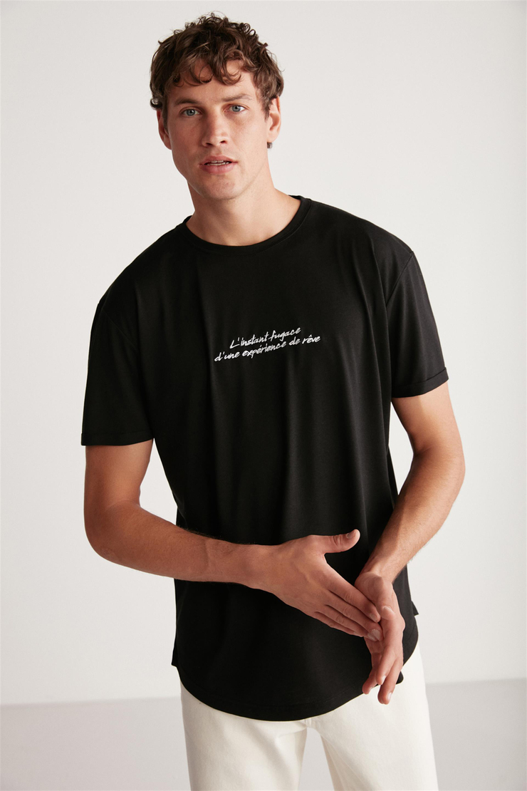 CHRISTOPHER Örme  Siyah Tekli T-Shirt
