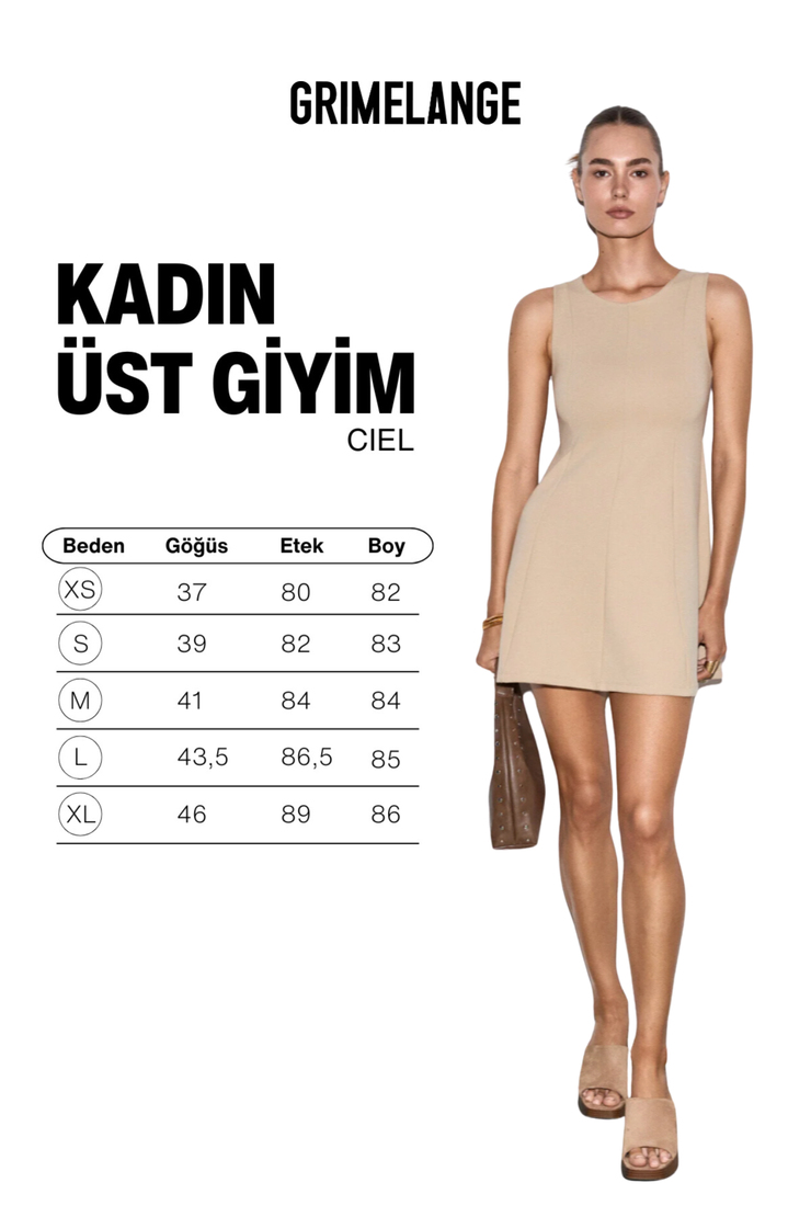 CIEL Kadın Yumuşak Ve Esnek Kumaşlı Yuvarlak Yakalı Kolsuz Mini Vizon Elbise