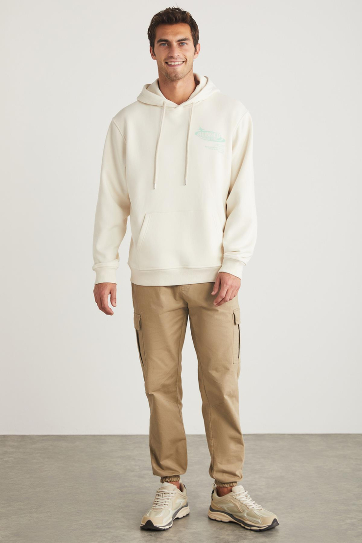 CLAUDE Basic Oversize Taş Rengi Tekli Sweatshirt