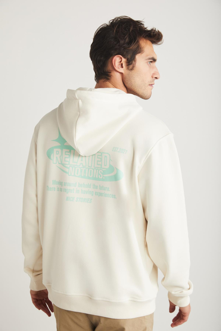 CLAUDE Basic Oversize Taş Rengi Tekli Sweatshirt