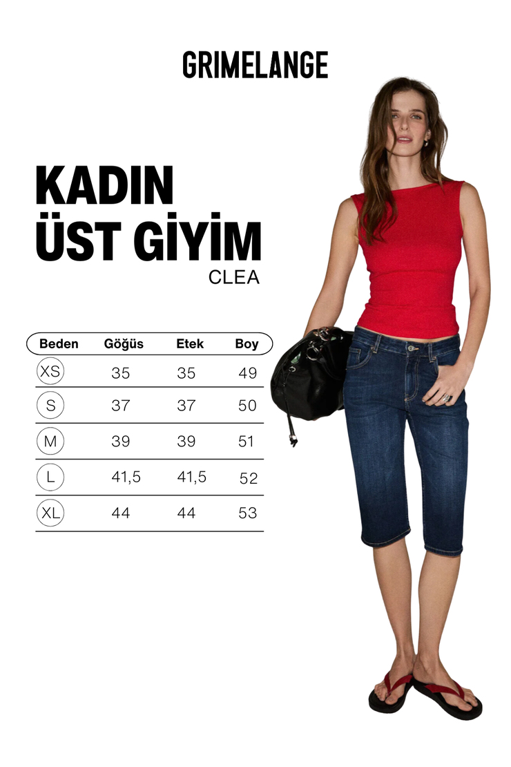 CLEA Kadın Yumuşak Ve Esnek Kumaşlı Sırt Dekolte Detaylı Slim Fit Kırmızı Bluz